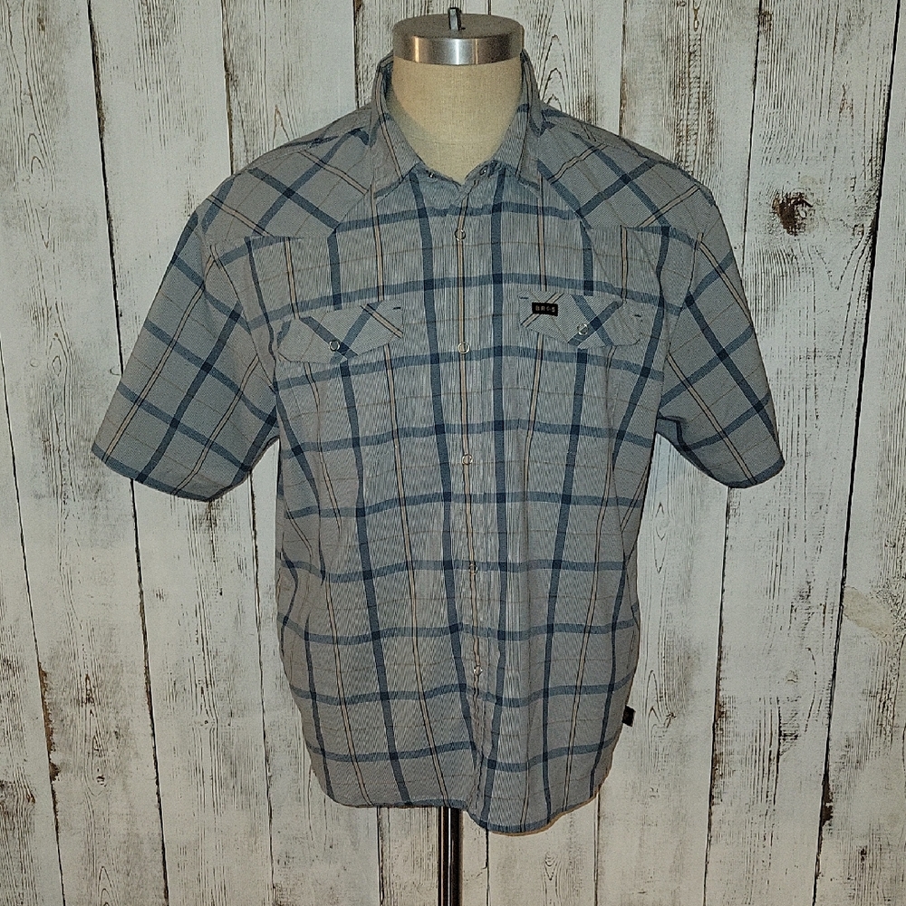 Howler Brothers Gray-Blue Plaid Shirt